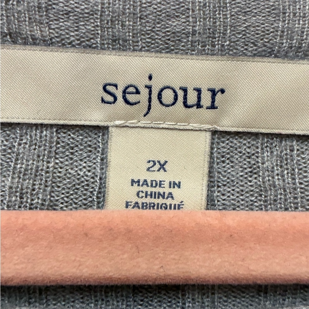 Sejour Gray Ribbed Knit Top - Picture 3 of 4